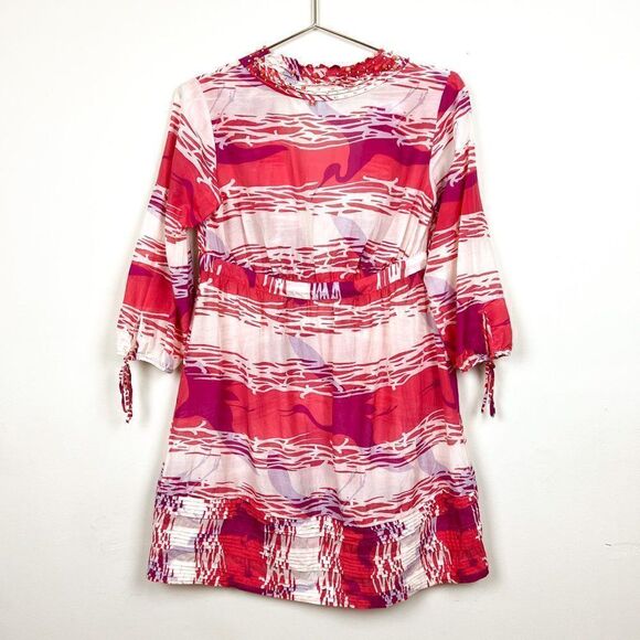 Diane Von Furstenberg Soleil Swim Cream Coral Pink Beaded Silk Swim Cover Up - Picture 8 of 10